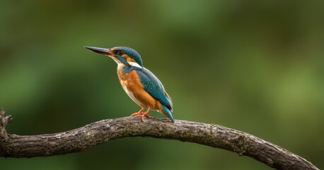 Obraz premium Kingfisher Bird Perched on a Tree: Cinematic AI-Enhanced Shot