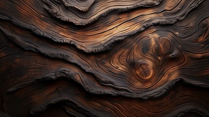 Dark Brown Textured Wooden Surface With Intricate Grain Patterns And Warm Tones. Concept Of Natural Wood Textures And Organic Design Elements