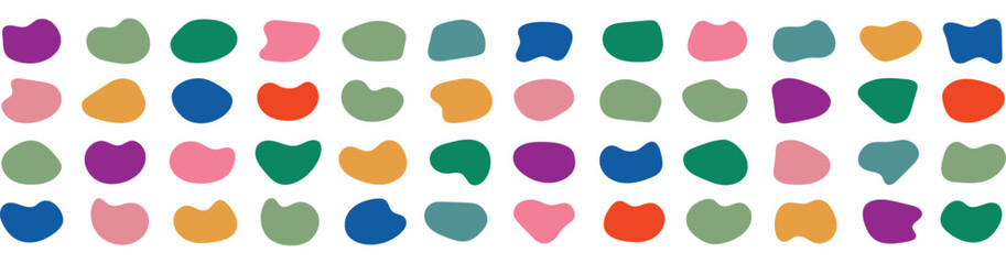 Organic amoeba blob shape colorful vector illustration. Abstract fluid blob shapes isolated on white background. Collection from forms for design and paint