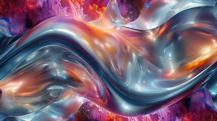 Naklejka premium Abstract Shiny Fluid Swirling in a Vibrant Palette