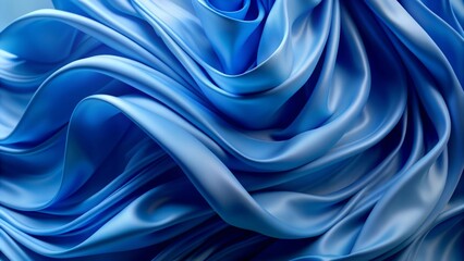 Obraz premium A close-up image captures the intricate and flowing textures of a blue fabric-like material. 