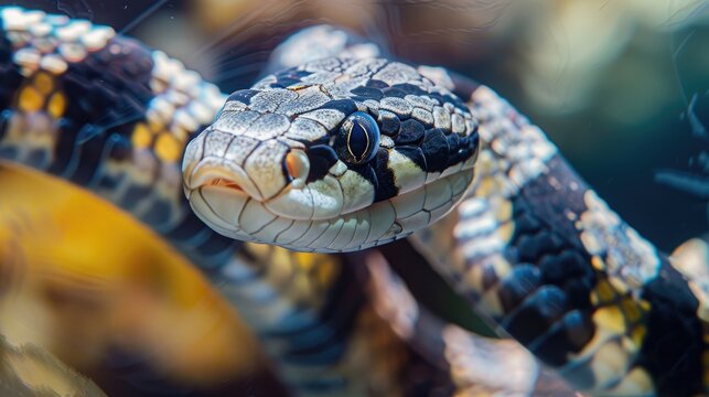 Close up photograph of a banded sea krait