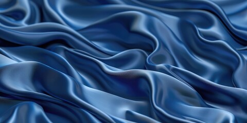 Blue silk waves background. Ai generation.