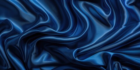 Obraz premium Blue silk waves background. Ai generation.