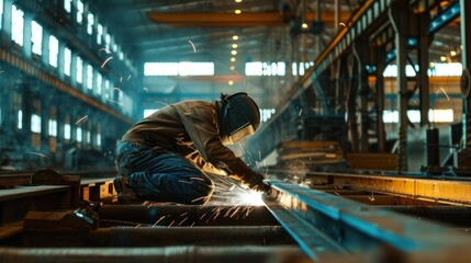 A man in a red jacket is working on a piece of machinery