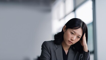 悩みを抱えるビジネスマン／女性