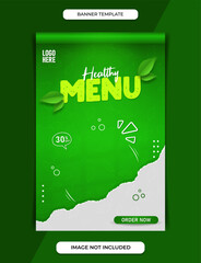 Healthy menu banner template for social media or for printing