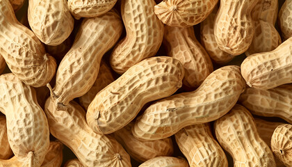 Many fresh unpeeled peanuts as background, closeup