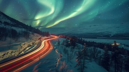 landscape panoramic on winter snow ice