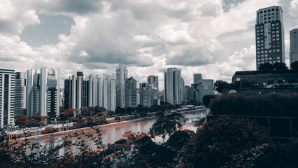 São Paulo Brazil skyline in black and white