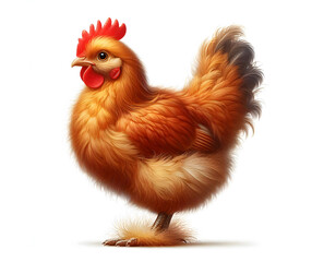 Fototapeta premium realistic cute chicken stand 3d illustration design isolated on a white background