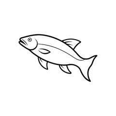 Salmon Fish Line Art Vector Illustration.