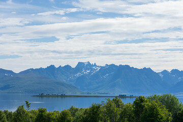 View from Møysalen national park, a norwegian mountain landscape at Hinnøya in Vesterålen.