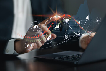 Project management Time Planning business concept. Business process management, automated workflow, gears, businessman. quality control, and long-term business assessment tracking..