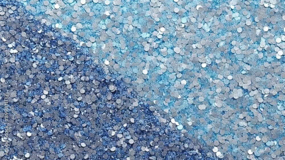 Poster abstract shiny background with blue glitter waves. scattered confetti sparkles with light blue color