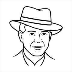 beautiful men's hat line art vector