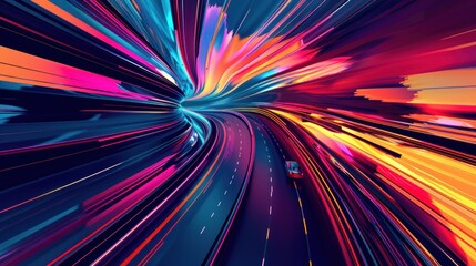 highway road neon glowing futuristic abstract
