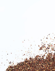 Fruit tea on a white background. Top view of tea made from apple, cinnamon, lemon zest, hibiscus flowers, licorice root and cloves