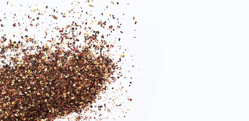 Fruit tea on a white background. Top view of tea made from apple, cinnamon, lemon zest, hibiscus flowers, licorice root and cloves