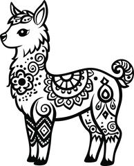 Fototapeta premium Alpaca silhouette vector art illustration White Background Free Download