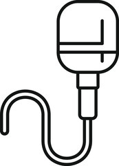 Black outline icon of a medical drop counter used for intravenous therapy