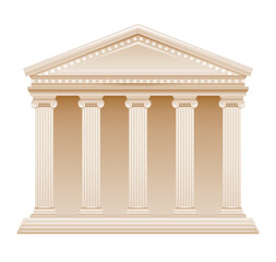 Greek and Roman temple with columns. Pillar vector building. Ancient temple from Rome and Greece. Marble architecture illustration. Parthenon house, white antique palace. 3d Greek Roman column pillar