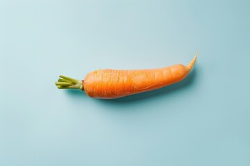 Single Orange Carrot on a Light Blue Background