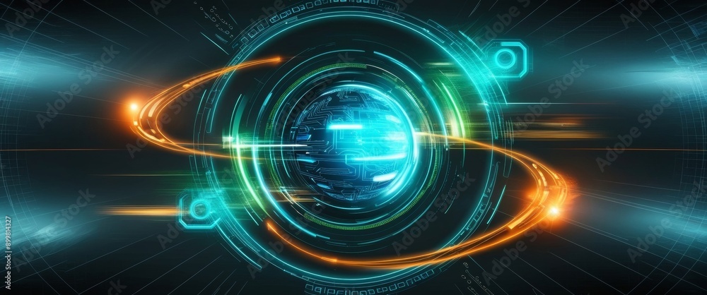 Poster abstract technology background of high-speed global data transfer, ultra-fast broadband, and digital