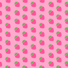 Bright Pink Strawberry Repeat Seamless Pattern 