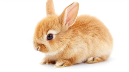 Fototapeta premium Cute baby orange rabbit sitting or standing, isolated on a white background
