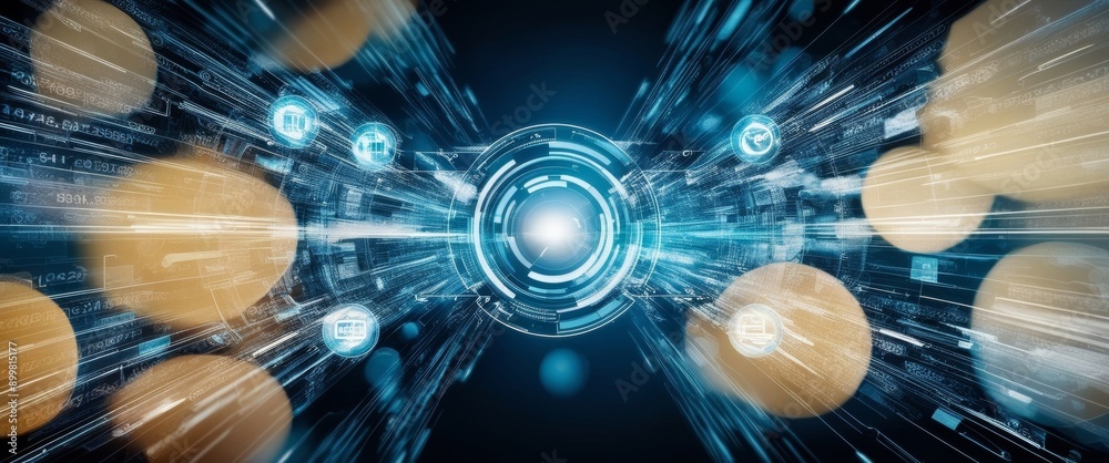 Aufkleber abstract technology background of high-speed global data transfer, ultra-fast broadband, and digital