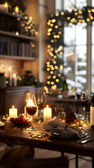 realistic high-resolution photo of dinner, with detailed background