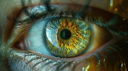 The image captures a surrealistic concept of an eye within an eye, creating a visual loop that plays with depth and perception