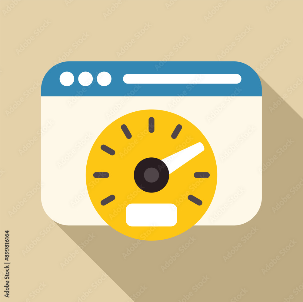 Poster browser window with speedometer showing internet connection speed test for website speed optimizatio