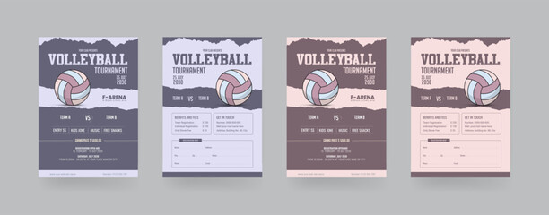 Volleyball tournament flyer layout. championship posters with volleyball ball template