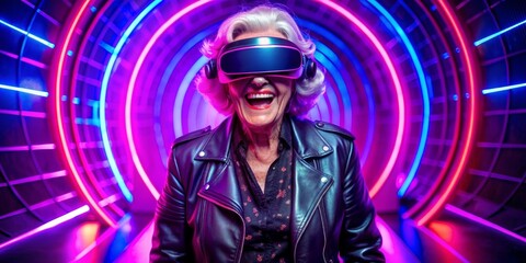 Senior Woman Experiencing VR Technology