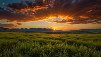 sunset over the field