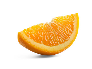 A close-up of a juicy orange slice with vibrant colors and shadow, isolated on a transparent background.