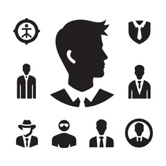 Graphic set of icons for businessmen