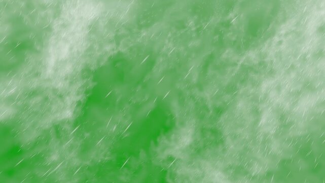 Torrential rain storm pouring down water with heavy wind like a hurricane or tornado, green screen for transparent background, 24p