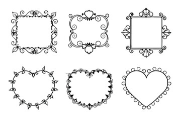 Hand drawn floral frame collection