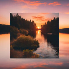 Sunset in lake