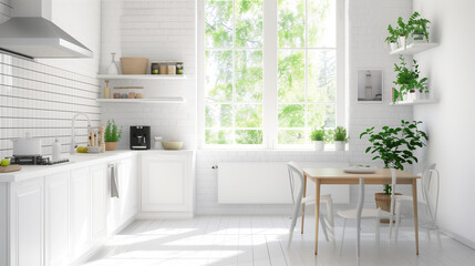 stockphoto, Kitchen interior modern home white room bright house design furniture. Modern light interior, modern kitchen.  Mainly white colors.