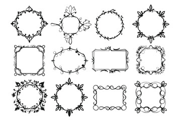 Hand drawn floral frame collection