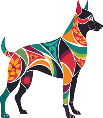 Obraz premium Dog silhouette vector art illustration White Background Free Download