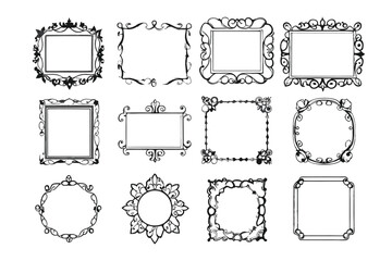 Hand drawn floral frame collection
