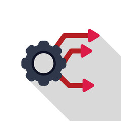 Business process concept with a gear generating three arrows moving forward