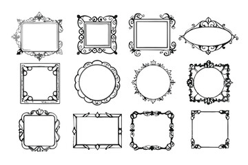 Hand drawn floral frame collection