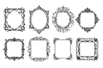 Hand drawn floral frame collection
