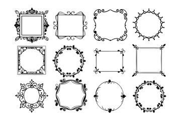 Hand drawn floral frame collection